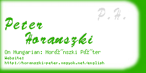 peter horanszki business card